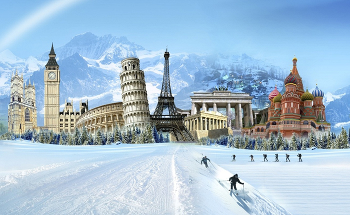 Du lịch Châu Âu mùa đông bạn sẽ được trải nghiệm trượt tuyết 