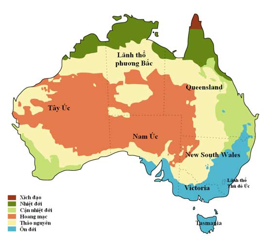 Bản đồ nhiệt độ Úc