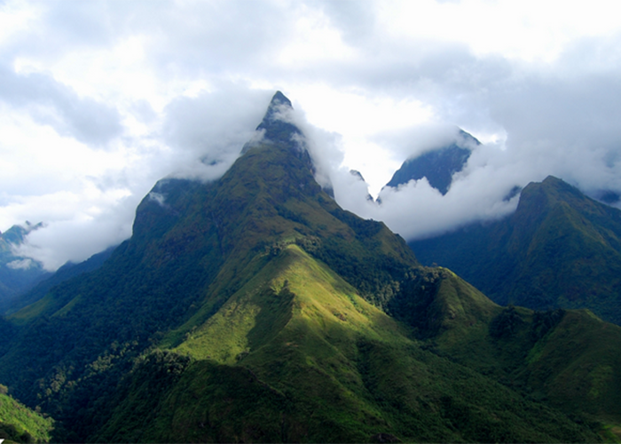 Núi Ngọc Linh thuộc địa phận các tỉnh Kon Tum, Quảng Nam, Quãng Ngãi và Gia Lai, được mệnh danh “nóc nhà” của dãy Trường Sơn, với đỉnh cao nhất 2.598 m.