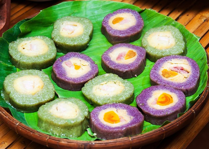 Bánh tét cật mật Phú Quốc với màu sắc cực bắt mắt